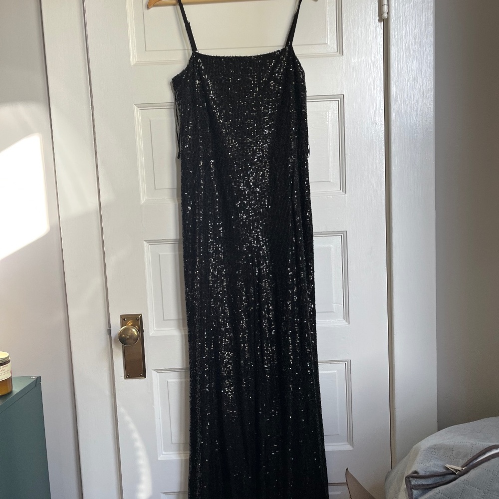 Reformation Black Sequin Jumpsuit